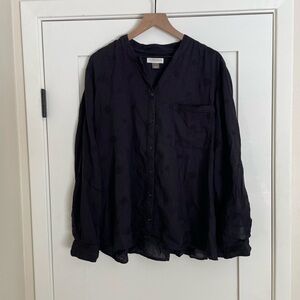 Pilcro Navy Button Down Blouse